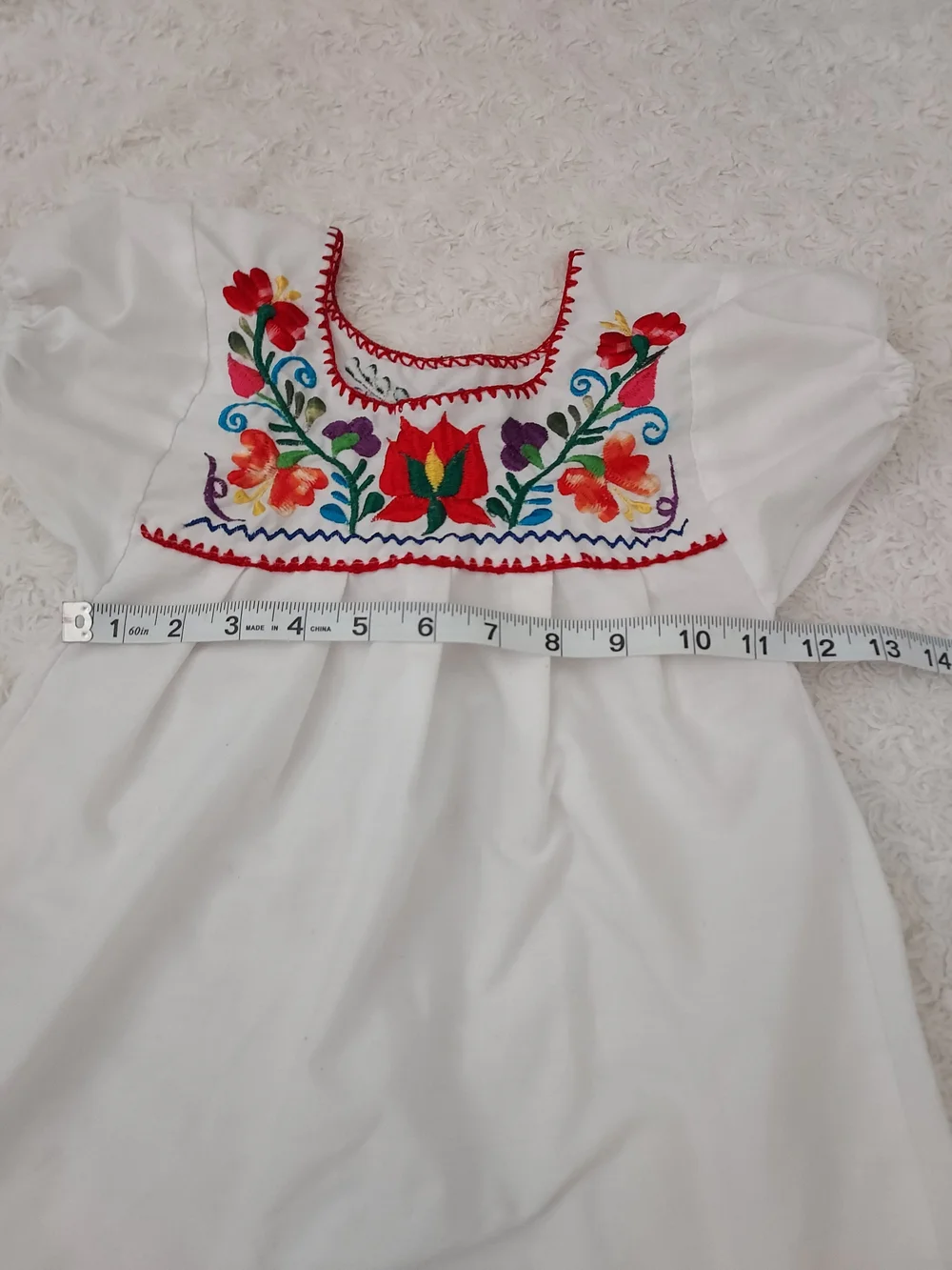 Cotton Girls' 2T-4T Beautifully Embroidered Floral Peasant Top Guatemalan Summer